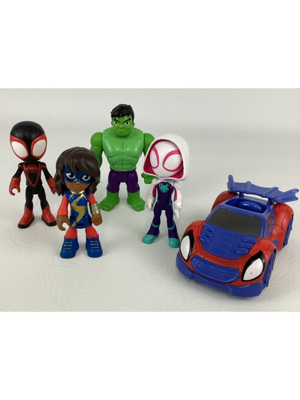 Marvel Spidey Amazing Friends Web Crawler Car Figures Spider Gwen Miles Hulk Lot
